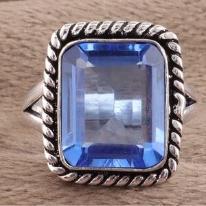 Silver Ring with Blue Gemstone